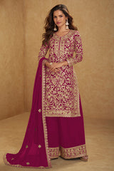 Pink Embroidered Georgette Suit