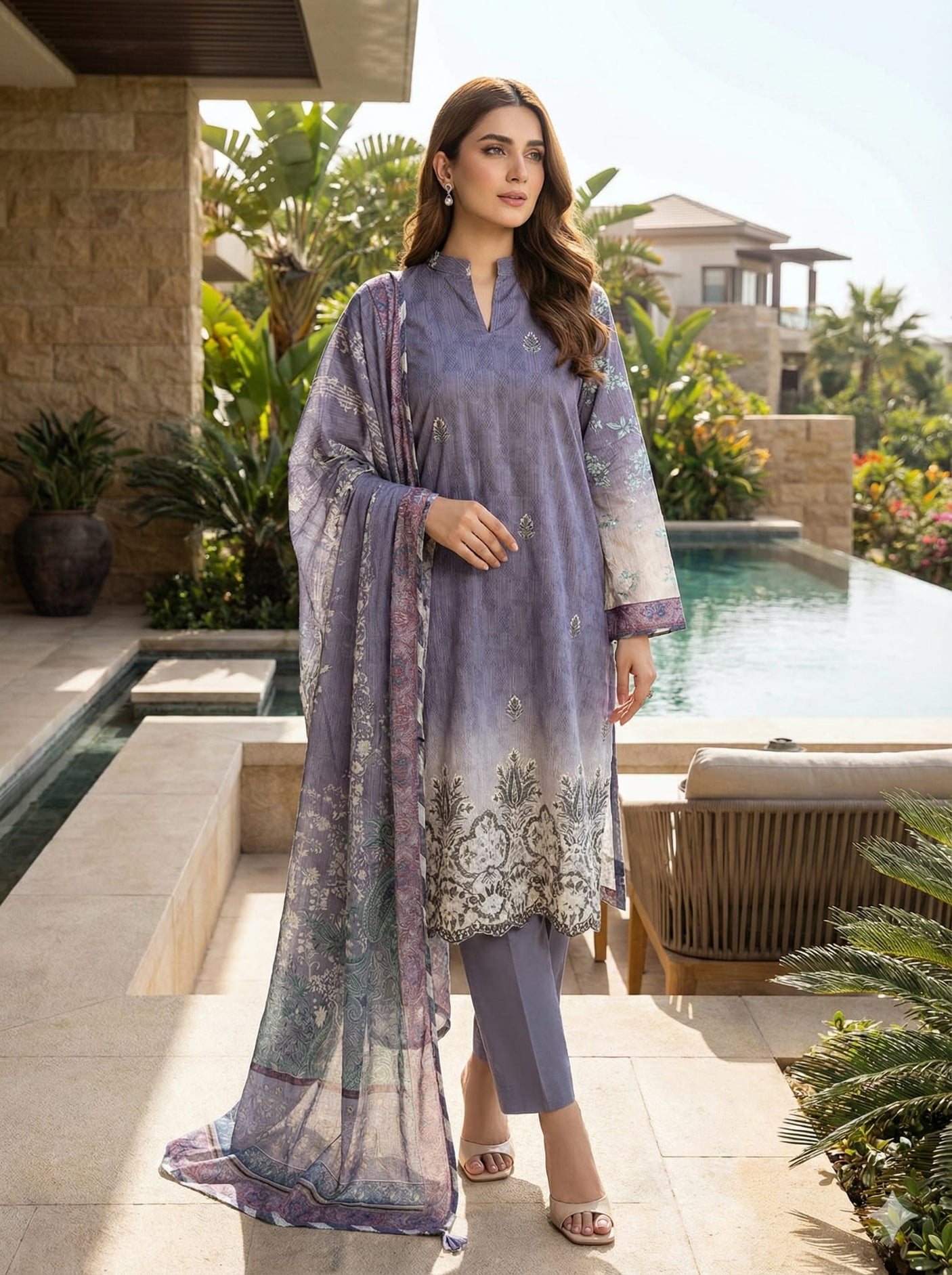 Luxury Embroidered lawn Ready To Ship