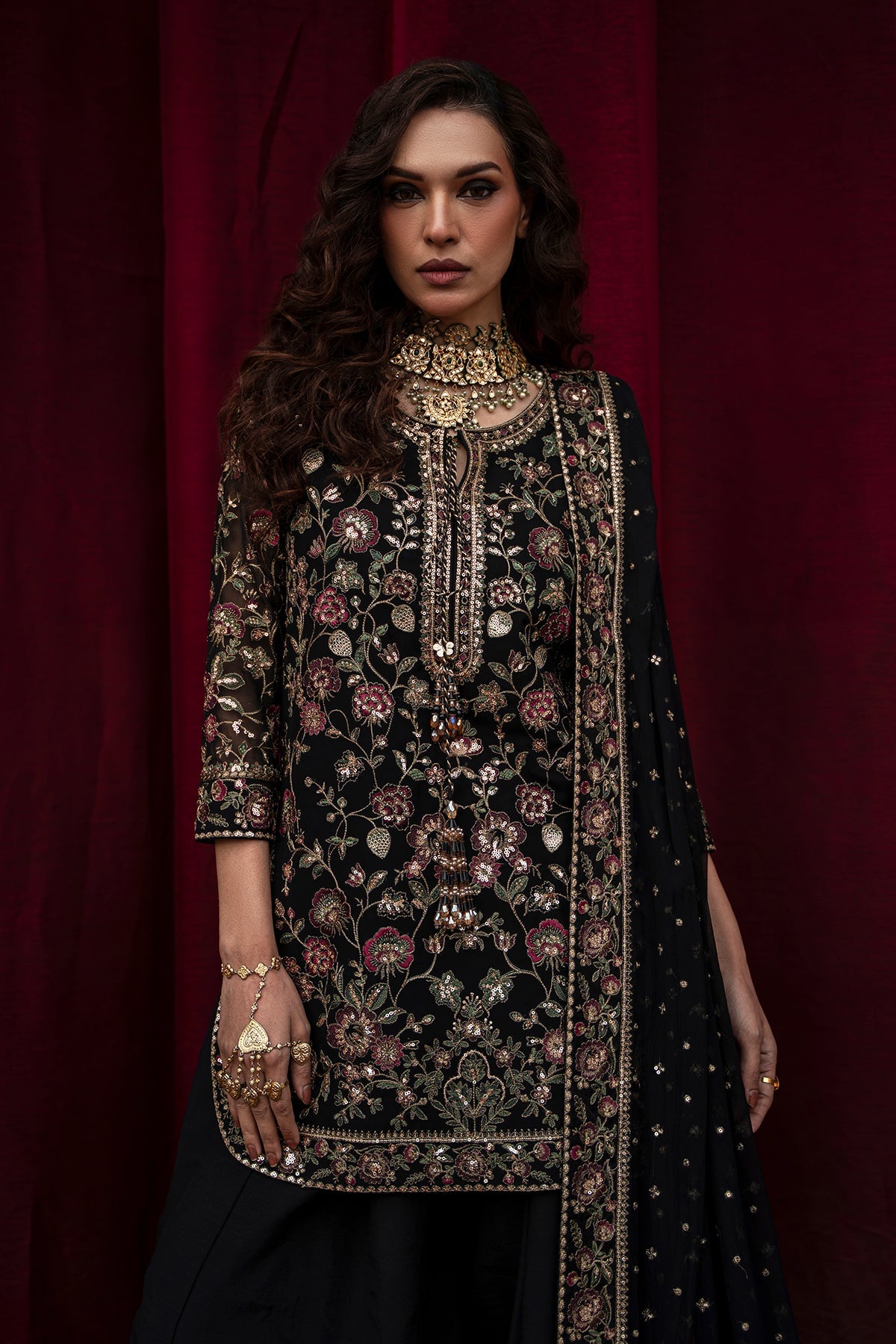 3-PC Embroidered Luxury Suit By Charizma