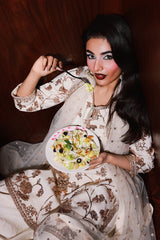 3-PC Embroidered Raw-Silk Suit by Charizma