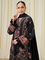 Sapphire Luxe Black Embroidered Twill Suit - Close Up