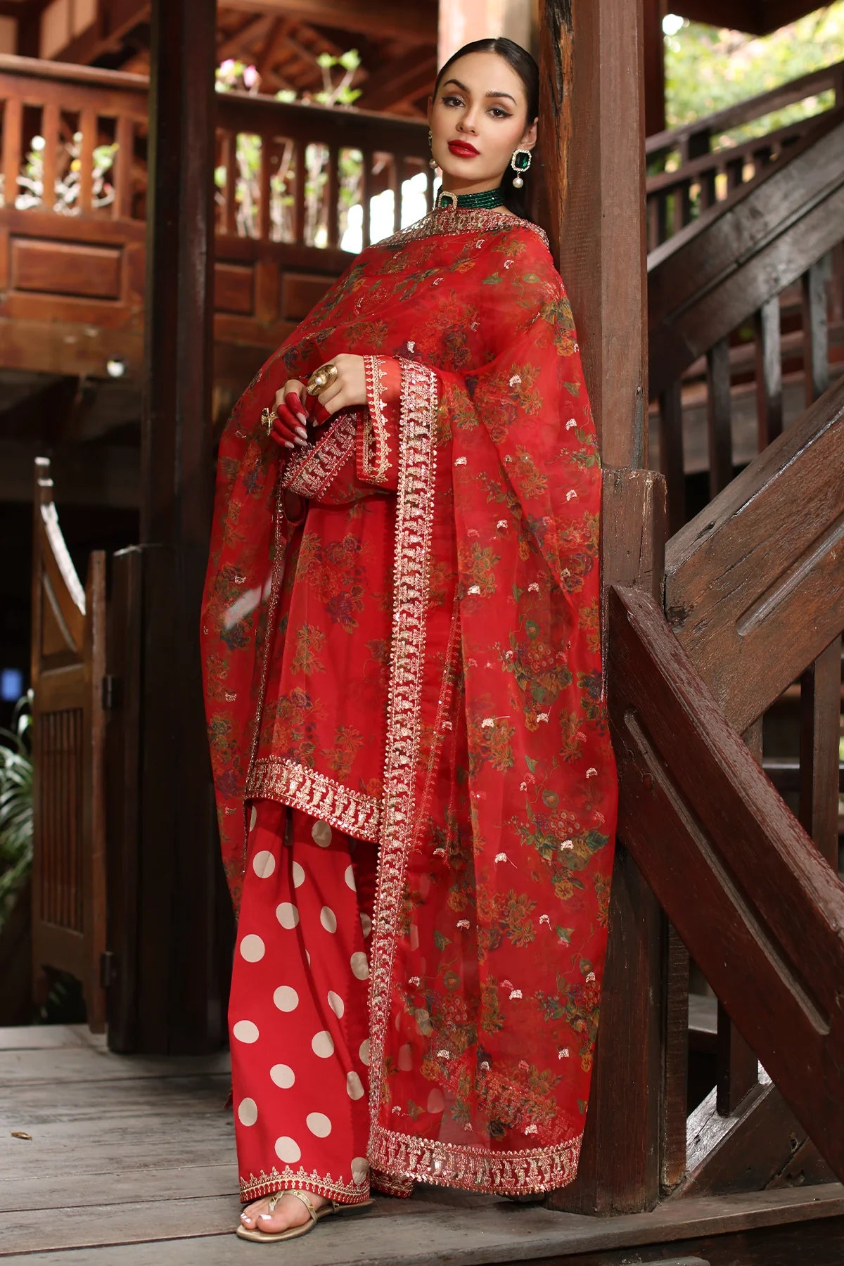 Charizma Embroidered Organza Suit
