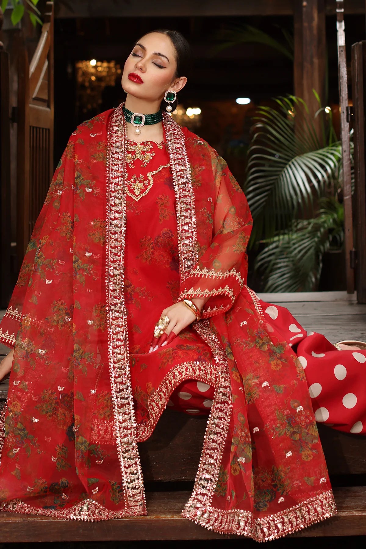 Charizma Embroidered Organza Suit