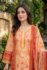 Zellbury Volume 2 peach lawn suit neckline detail