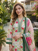 Zellbury Volume 2 white floral lawn suit close up