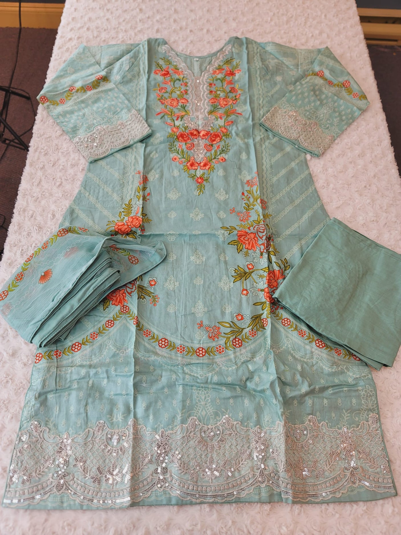 Pakistani Stitched lawn Embroidered Salwar kameez ready to ship