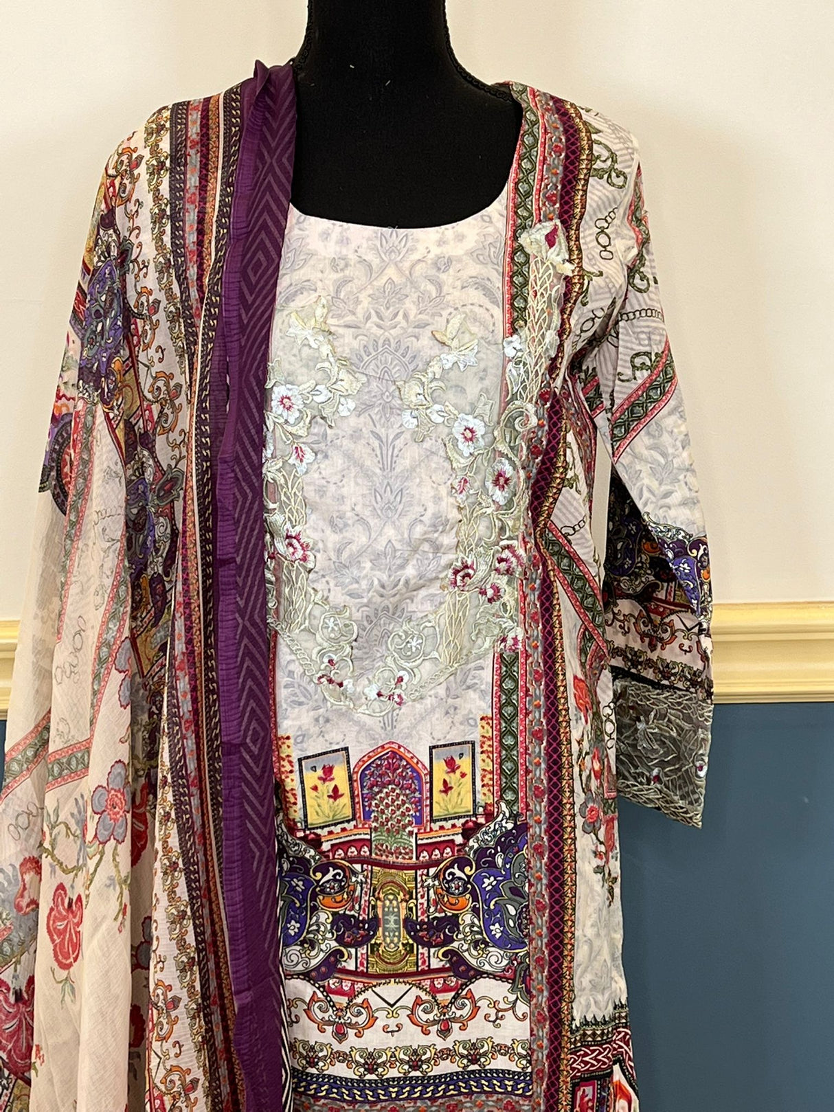 Indian Cotton Stitched Embroidery Suit Ready To Ship