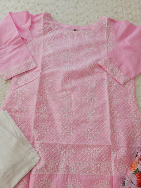 Indian Cotton Stitched Embroidery Suit Ready To Ship