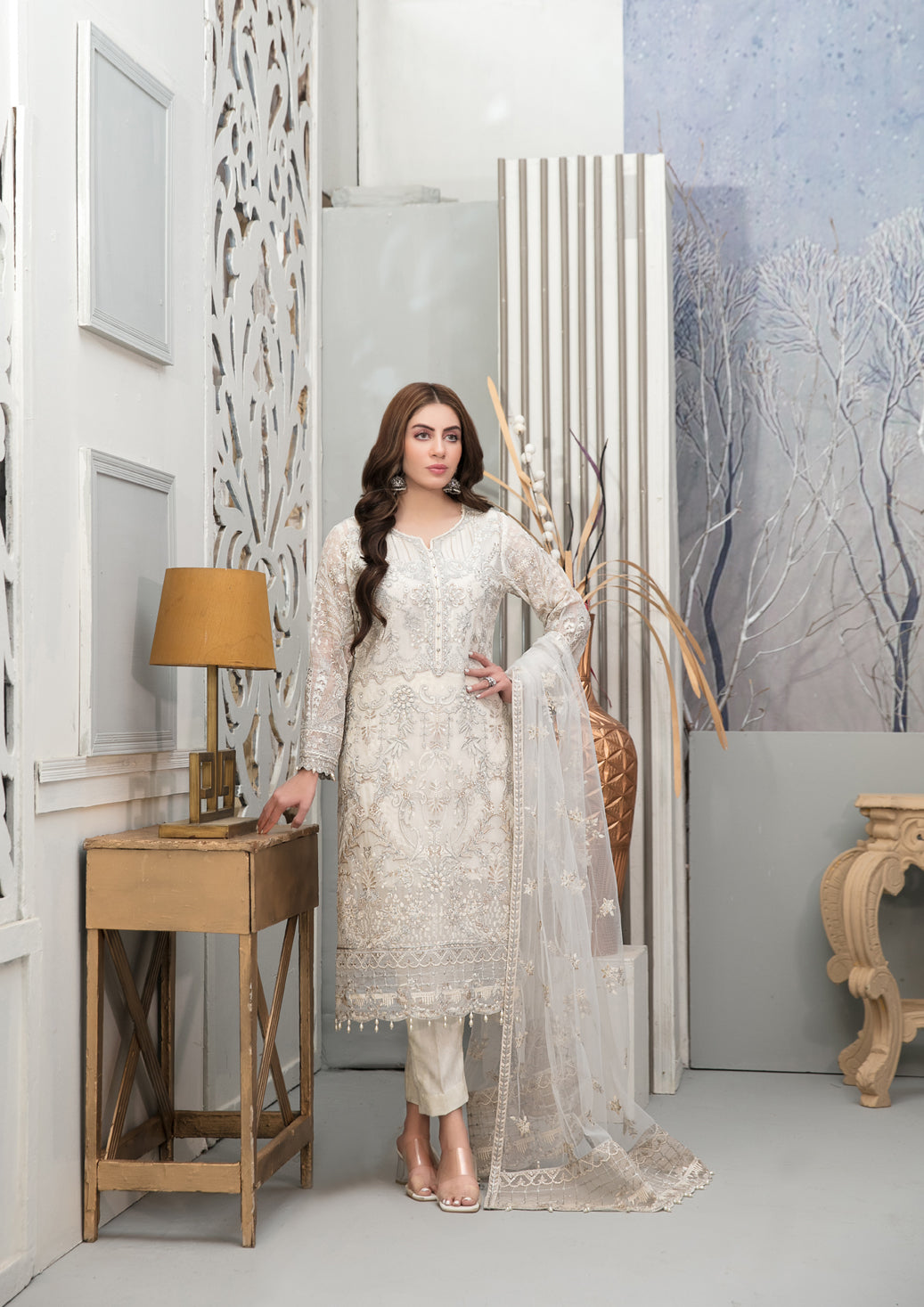 Chantilly Tawakkal White chiffon Collection 100% Original