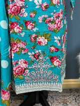 Pakistani linen Embroidered Salwar kameez Ready To Ship