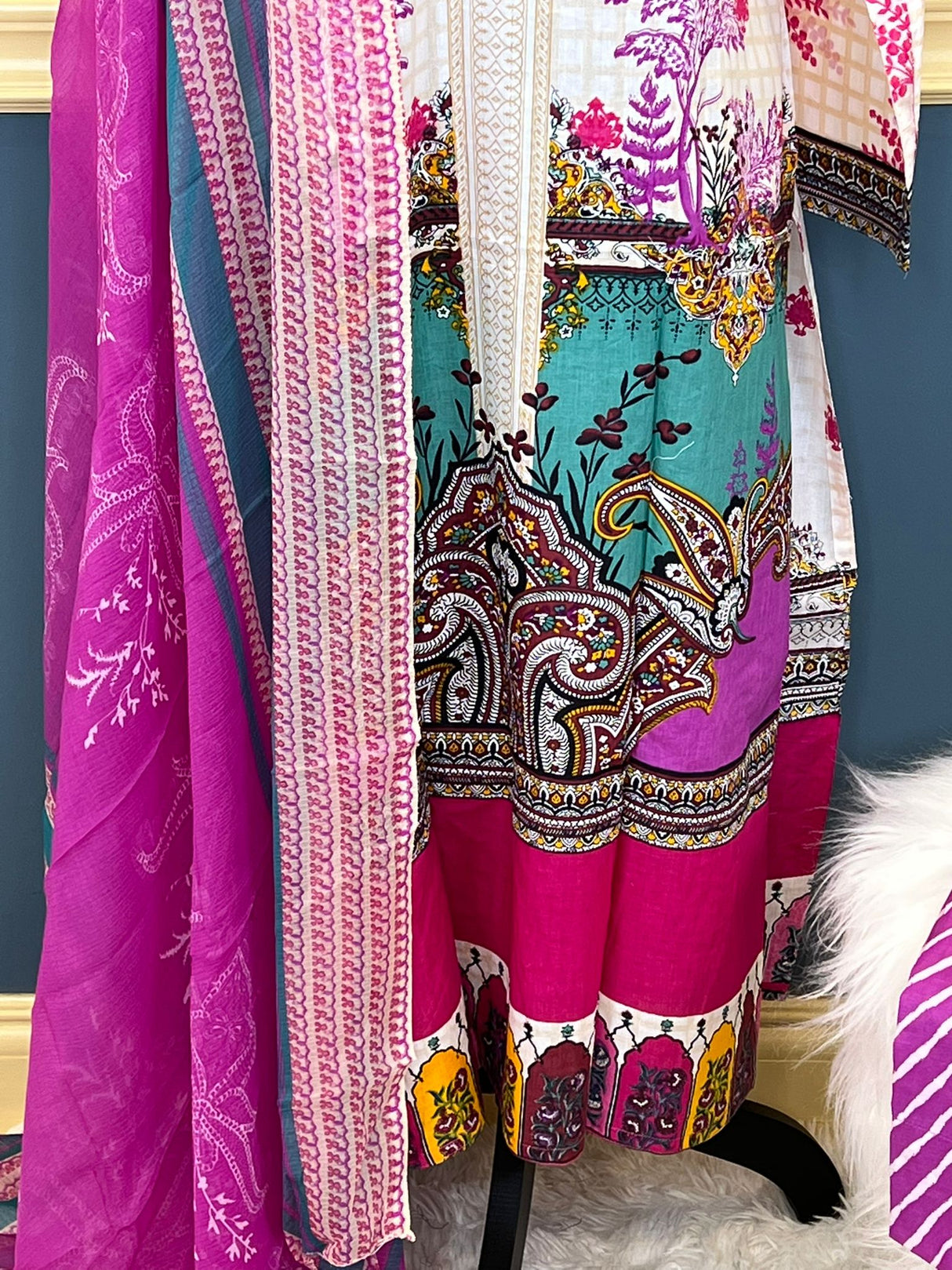 Indian Cotton Stitched Embroidery Suit Ready To Ship