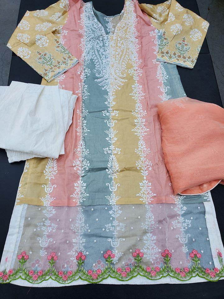 Pakistani Stitched Embroidery Lawn Suit Ready To Ship