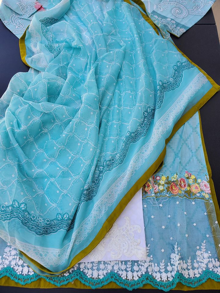 Pakistani Stitched Embroidery Lawn Suit Ready To Ship