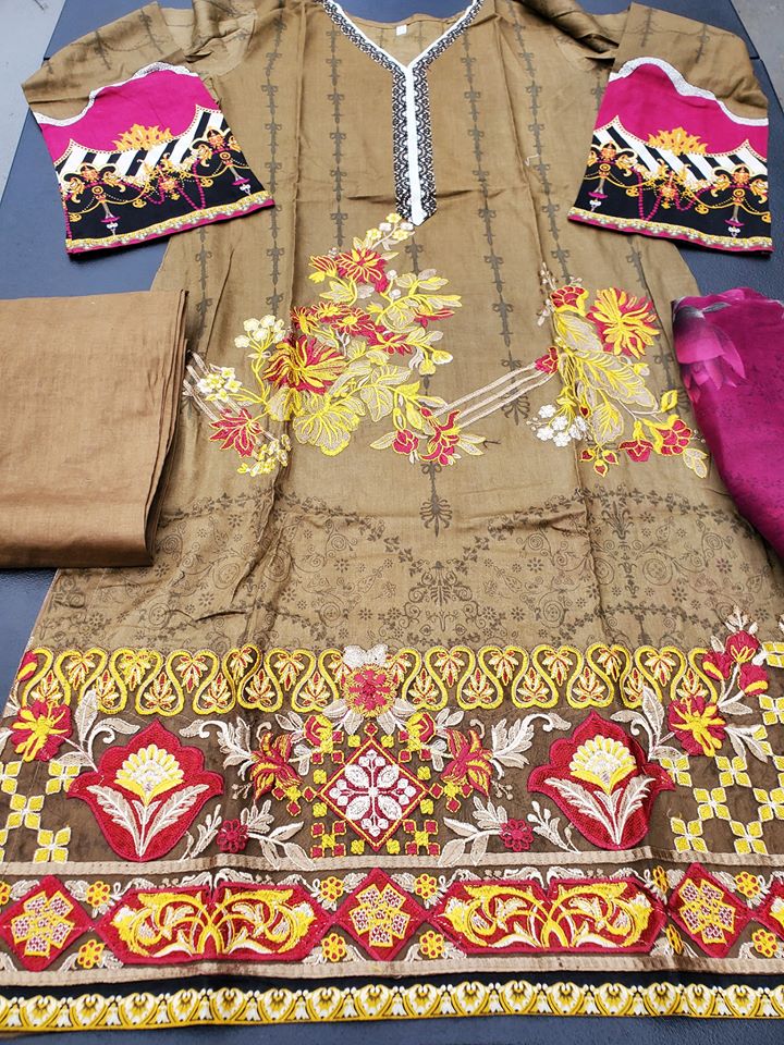 Pakistani Stitched Embroidery Lawn Suit Ready To Ship