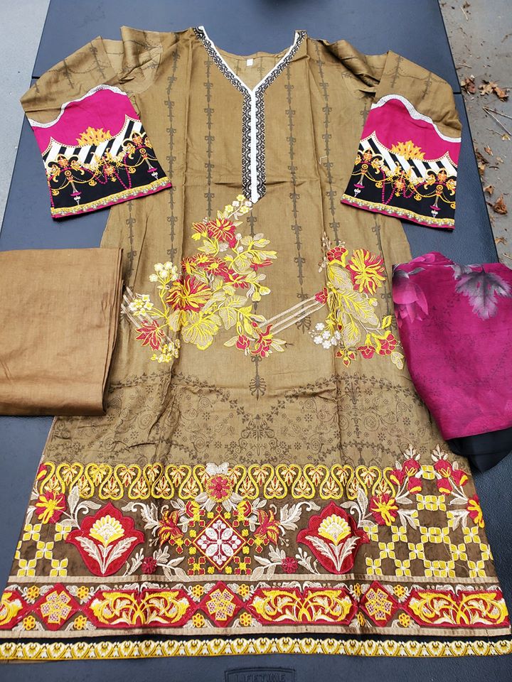 Pakistani Stitched Embroidery Lawn Suit Ready To Ship