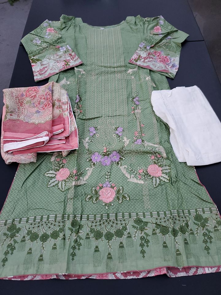Pakistani Stitched Embroidery Lawn Suit Ready To Ship