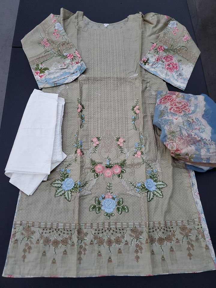 Pakistani Stitched Embroidery Lawn Suit Ready To Ship