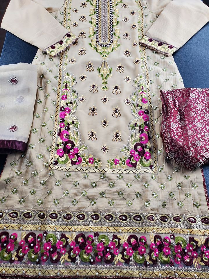 Pakistani Stitched Embroidery Party Suit Ready To Ship
