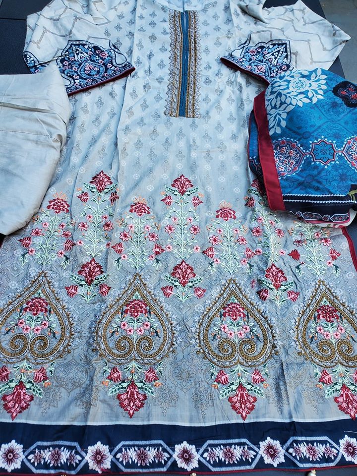 Pakistani Stitched Embroidery Lawn Suit Ready To Ship