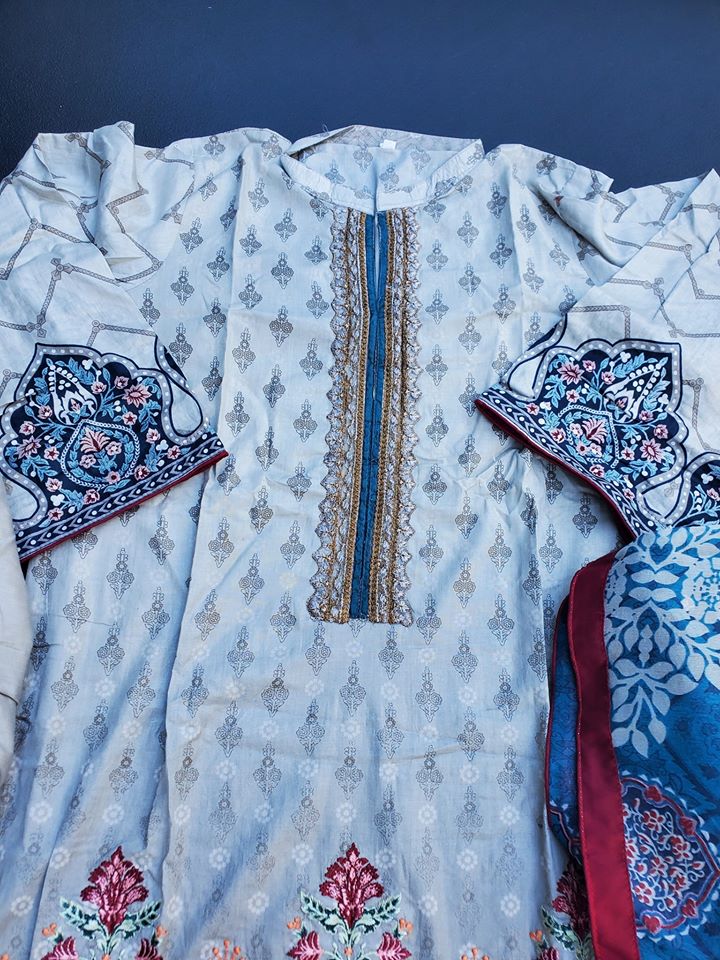 Pakistani Stitched Embroidery Lawn Suit Ready To Ship