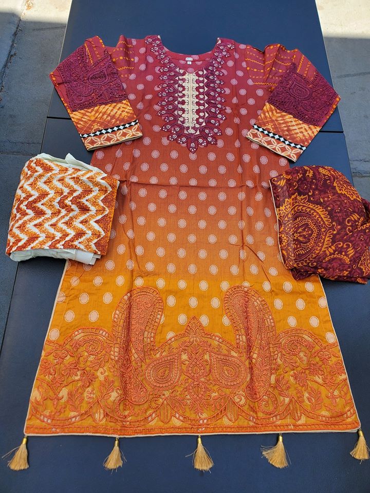 Pakistani Stitched Embroidery Lawn Suit Ready To Ship