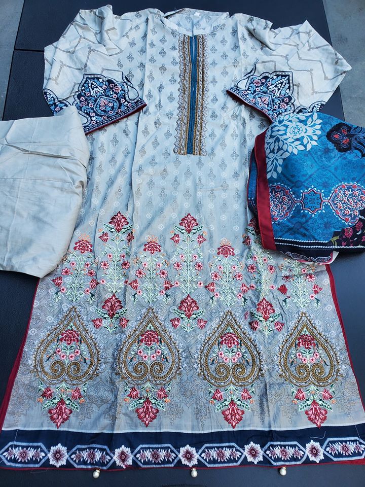 Pakistani Stitched Embroidery Lawn Suit Ready To Ship