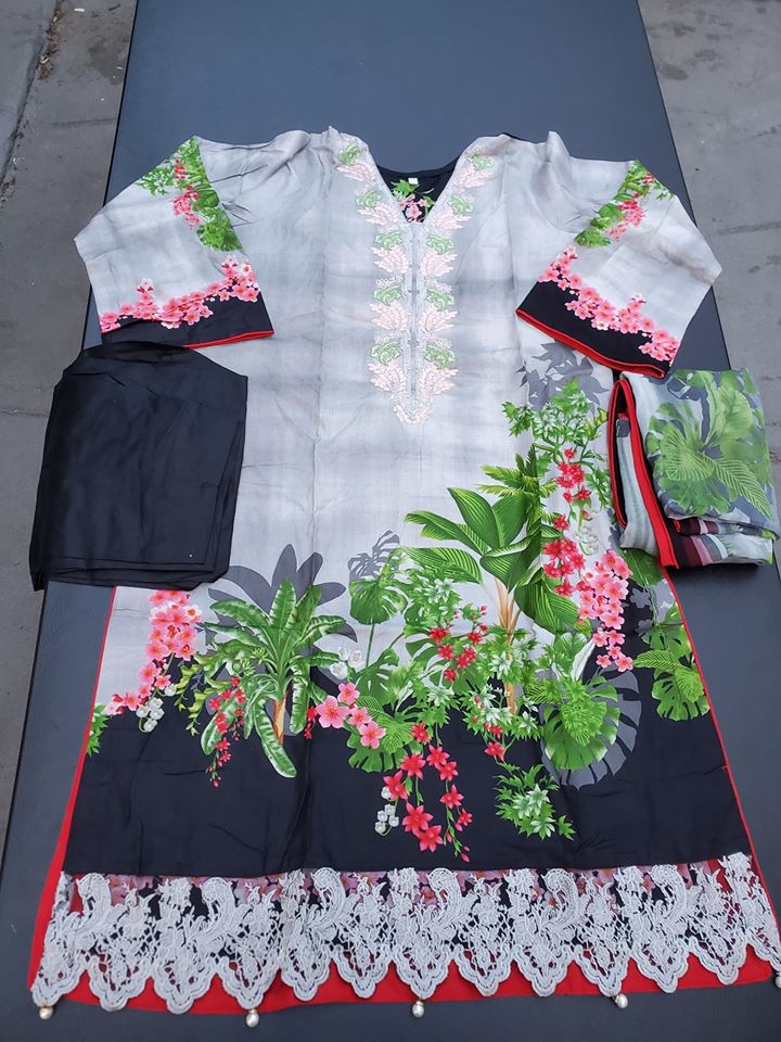 Pakistani Stitched Embroidery Lawn Suit Ready To Ship