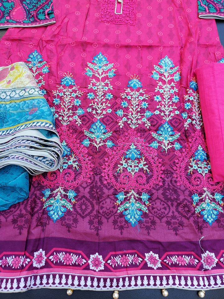 Pakistani Stitched Embroidery Lawn Suit Ready To Ship