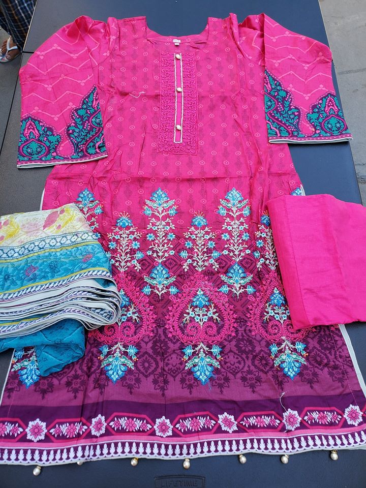 Pakistani Stitched Embroidery Lawn Suit Ready To Ship