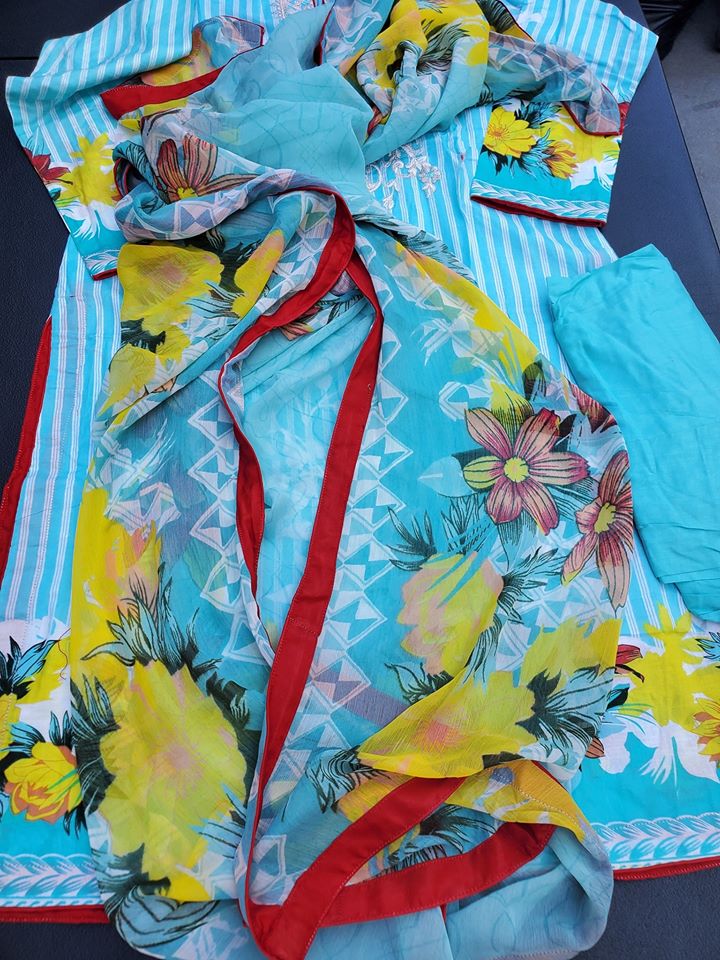 Pakistani Stitched Embroidery Lawn Suit Ready To Ship