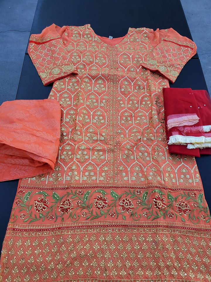 Indian  Embroidered Party Suit Ready To Ship