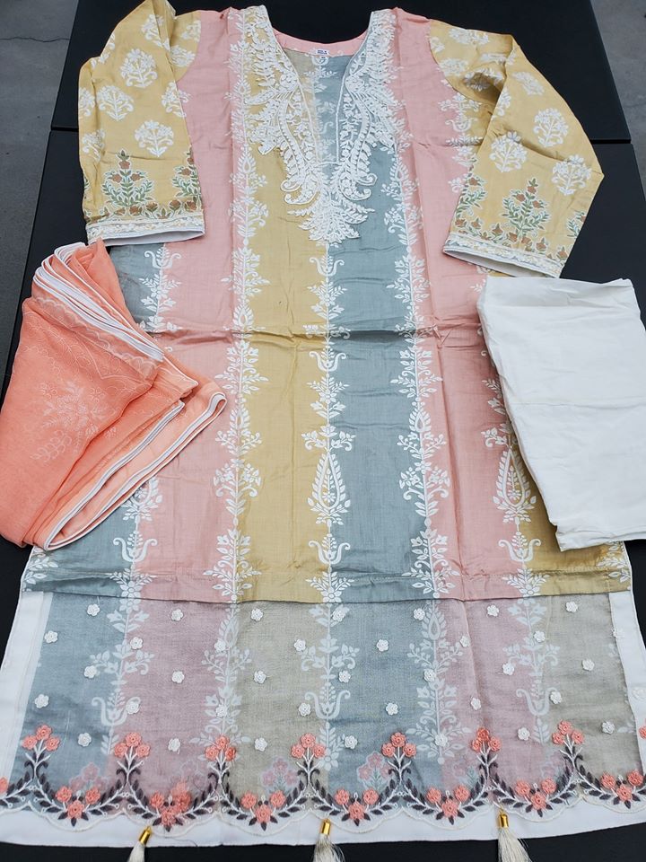 Pakistani Stitched Embroidery Lawn Suit Ready To Ship
