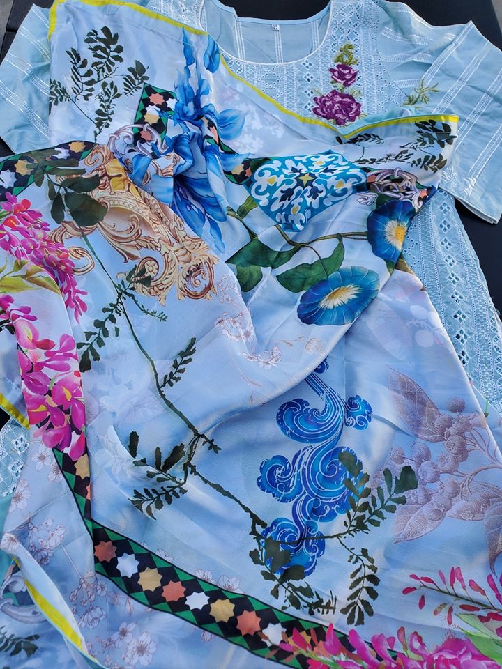 Pakistani Stitched Embroidery Lawn Suit Ready To Ship