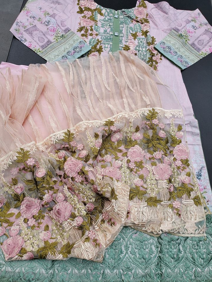 Pakistani Stitched Embroidery Lawn Suit Ready To Ship