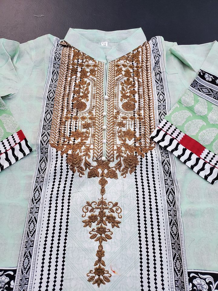 Pakistani Stitched Embroidery Lawn Suit Ready To Ship