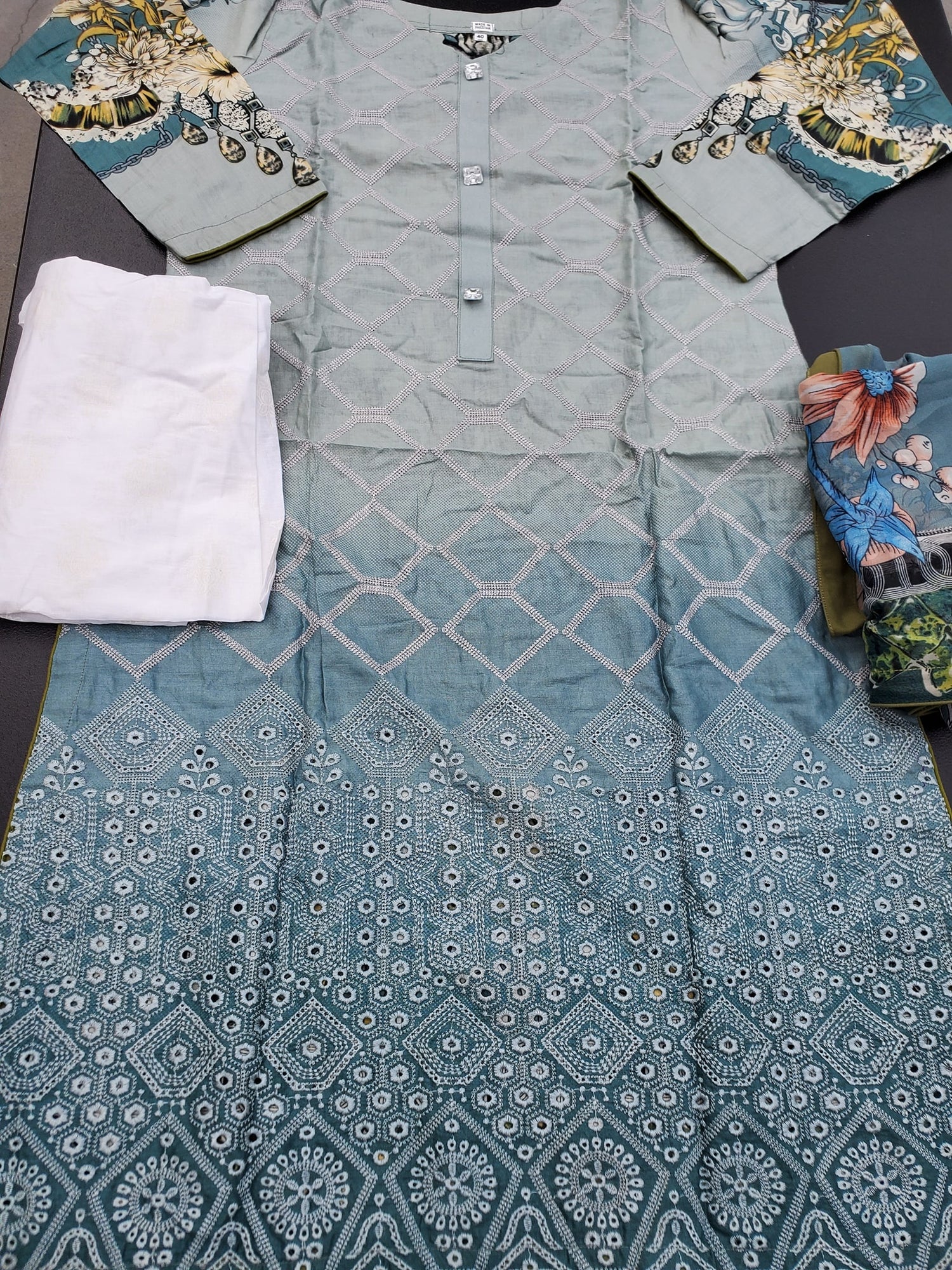 Pakistani Stitched Embroidery Lawn Suit Ready To Ship