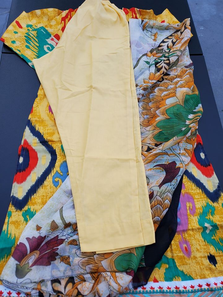 Indian Cotton Stitched Embroidered Suit Ready To Ship