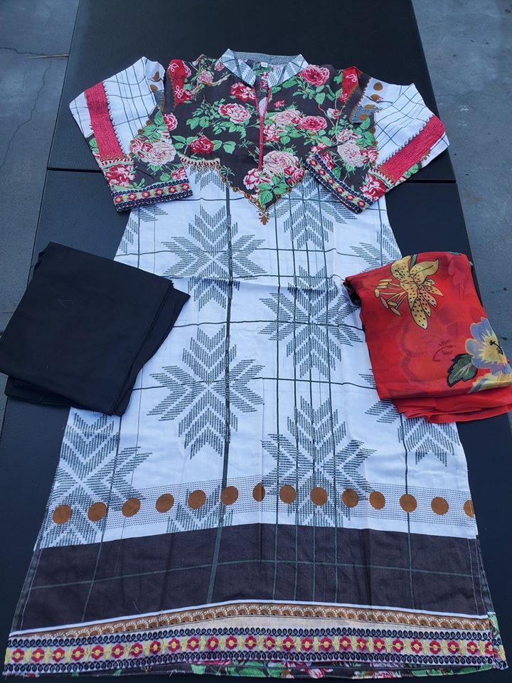 Indian Cotton Stitched Embroidered Suit Ready To Ship