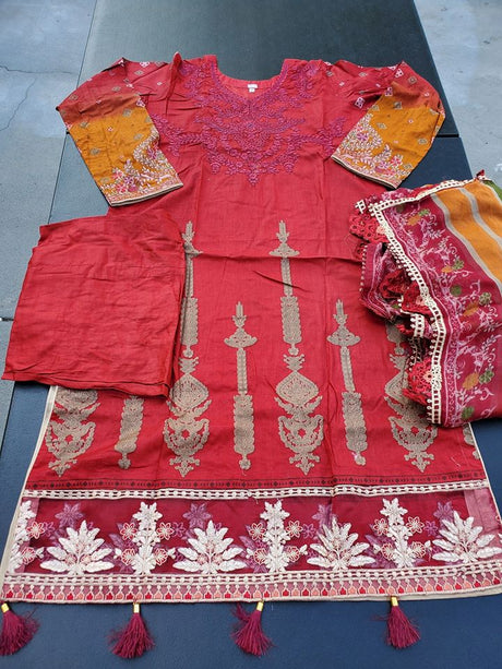 Pakistani Stitched Embroidery Lawn Suit Ready To Ship