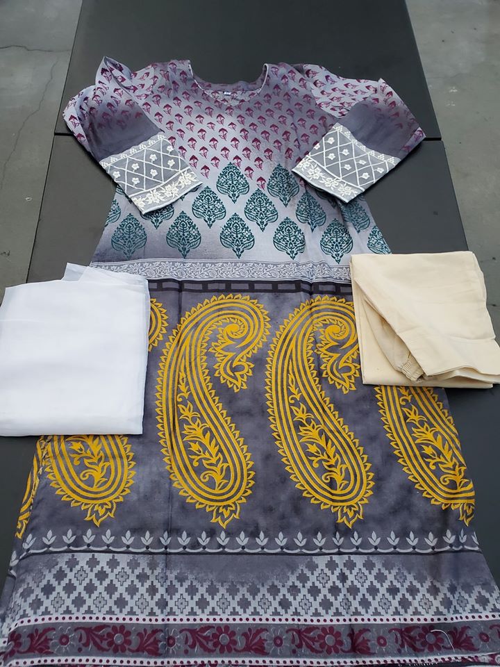 Indian Cotton Stitched Embroidered Suit Ready To Ship