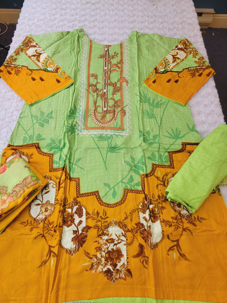 Pakistani linen Embroidered Salwar kameez Ready To Ship