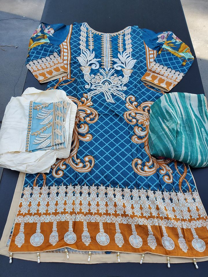 Pakistani Stitched Embroidery Lawn Suit Ready To Ship
