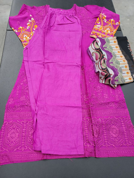 Indian Cotton Stitched Embroidery Suit Ready To Ship
