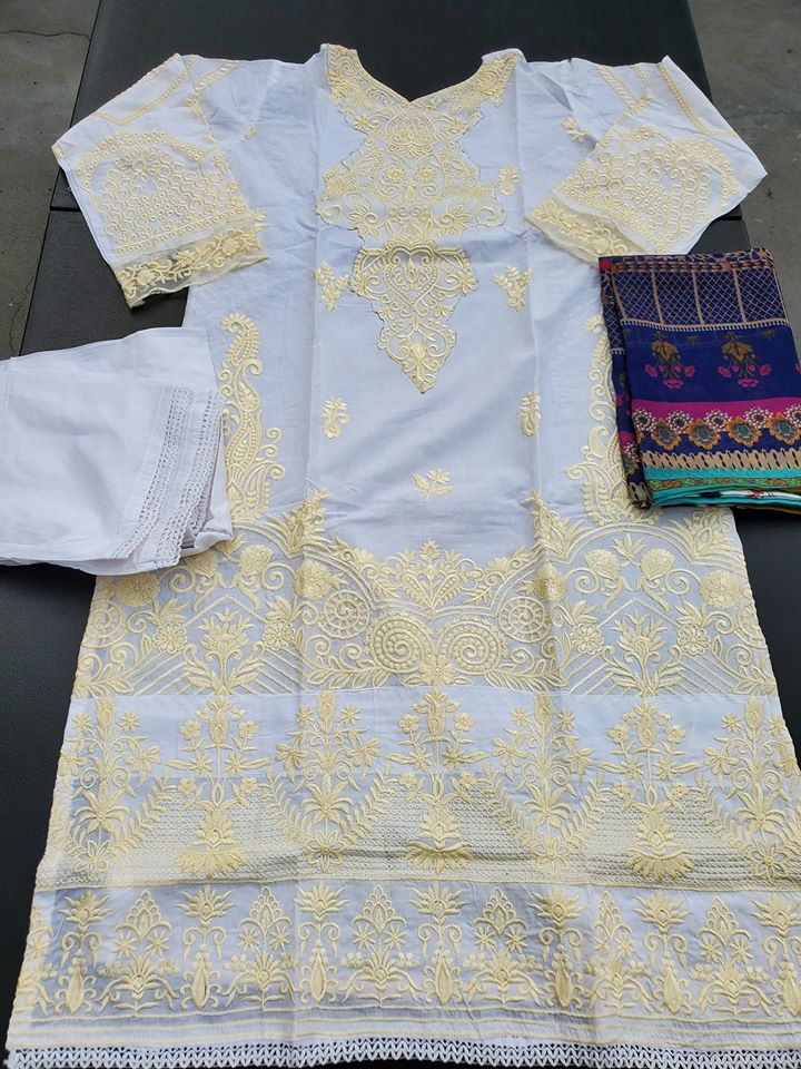 Indian Cotton Stitched Embroidery Suit Ready To Ship