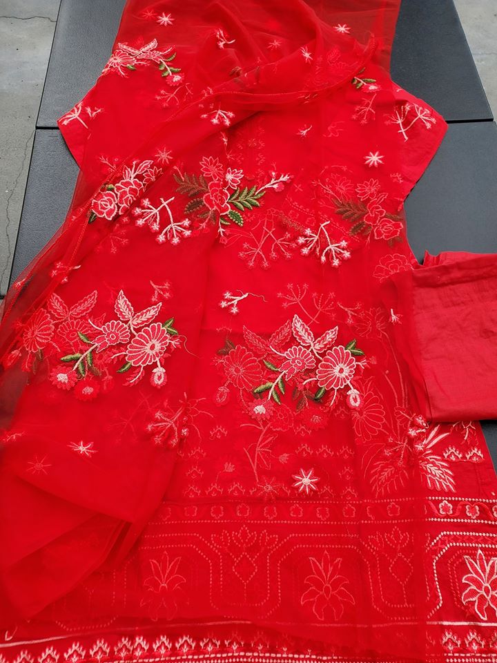 Indian Cotton Stitched Embroidery Suit Ready To Ship