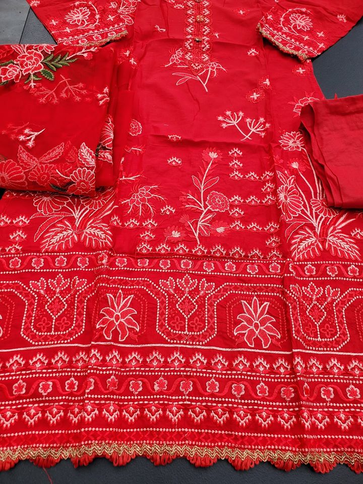 Indian Cotton Stitched Embroidery Suit Ready To Ship