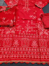 Indian Cotton Stitched Embroidery Suit Ready To Ship