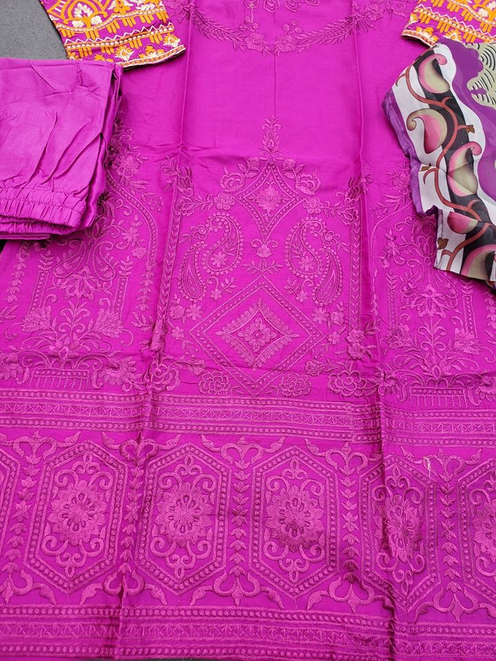 Indian Cotton Stitched Embroidery Suit Ready To Ship
