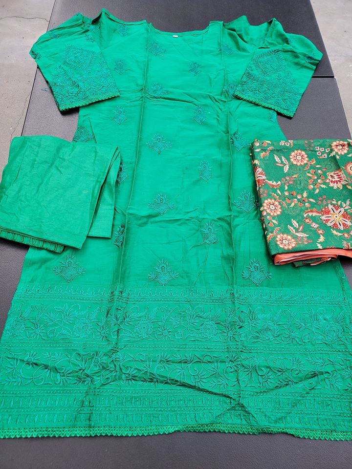 Indian Cotton Stitched Embroidery Suit Ready To Ship