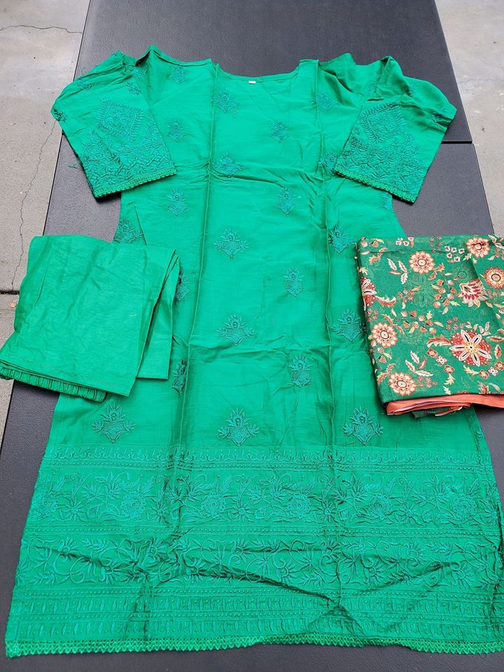 Indian Cotton Stitched Embroidery Suit Ready To Ship